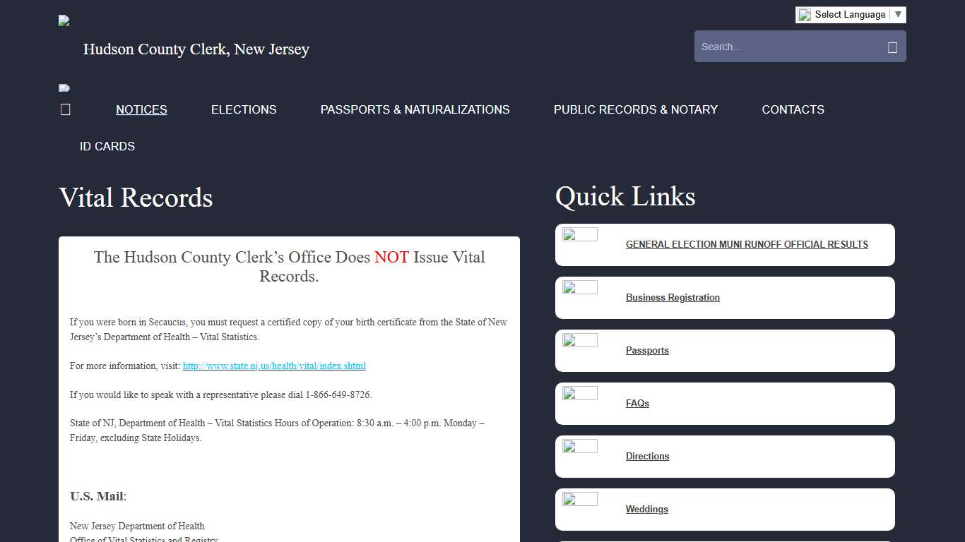 Hudson County Clerk, New Jersey