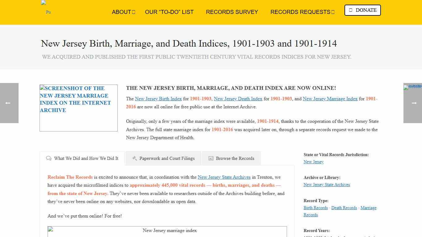 New Jersey Birth, Marriage, and Death Indices, 1901-1903 and 1901-1914 - Reclaim The Records